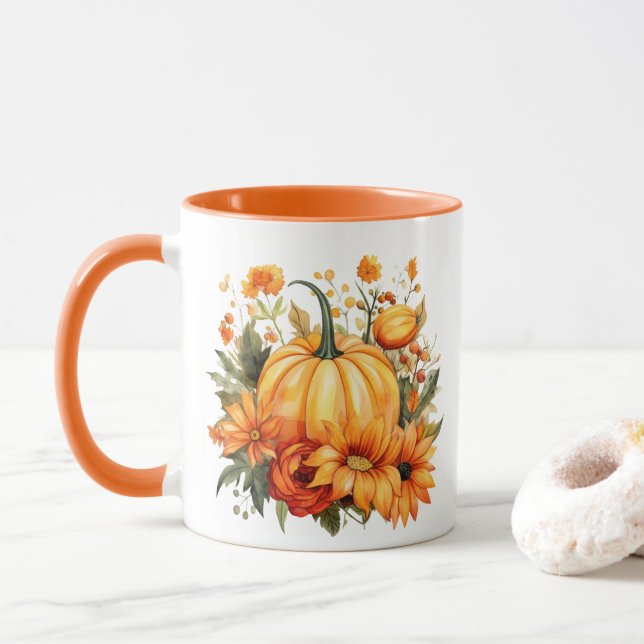 Herbst Kürbis  Tasse (Mit Donut)
