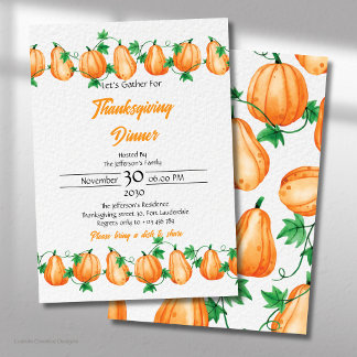 Herbst-Kürbis-Thanksgiving-Abendessen Einladung