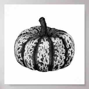 Herbst-Kürbis-Tinte-Punktierstich-Zeichenplakat Poster