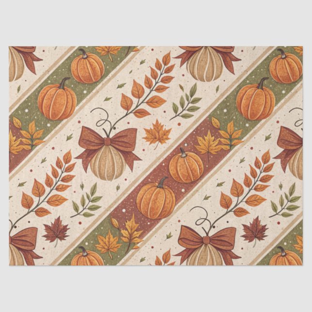 Herbst-Kürbis- und Blätter-Fall-Muster Seidenpapier (Vorderseite)