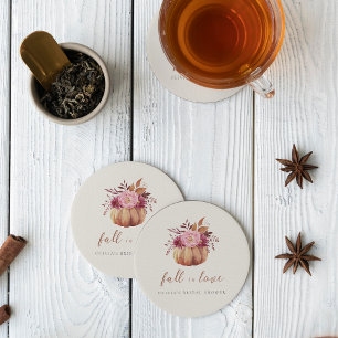 Herbst-Kürbis- & Wildblumen-Hochzeitsdusche Runder Pappuntersetzer