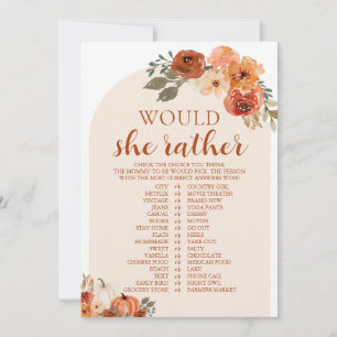 Herbst-Kürbis-Würde-Sie-Eher-Baby-Shower-Spiel Einladung