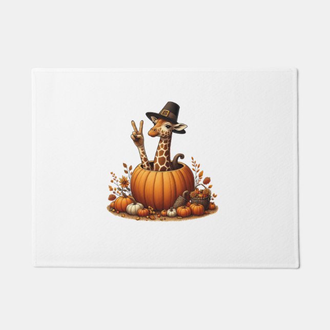 Herbst Kürbisfall Giraffe Erntedank Womens Me Fußmatte (Vorderseite)