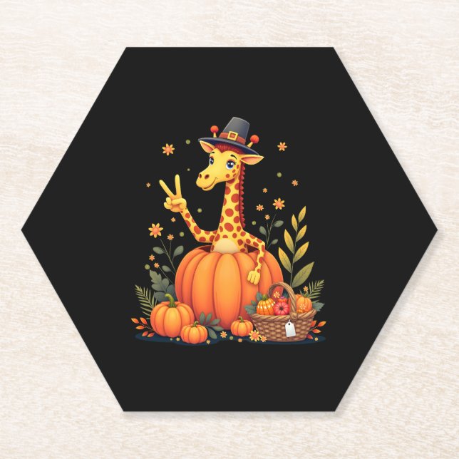 Herbst Kürbisfall Giraffe Erntedank Womens Me Untersetzer (Vorderseite)