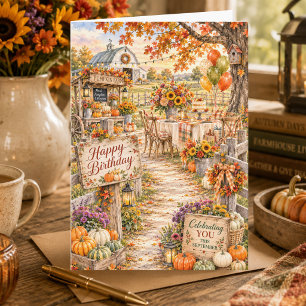 Herbst-Kürbisfarm September Alles Gute zum Geburts Karte