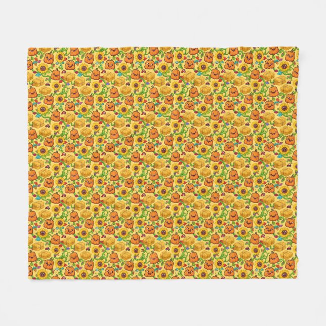 Herbst-Kürbisfeld Fleecedecke (Vorderseite (Horizontal))