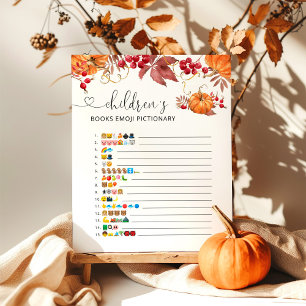 Herbst Kürbiskürbis Kinderbücher Emoji-Picktionary