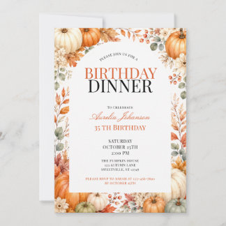 Herbst-Kürbisse Erwachsener Geburtstags-Dinnerpart Einladung