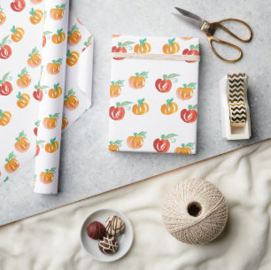 Herbst-Kürbisse handbemalte orange Verpackungspapi Geschenkpapier
