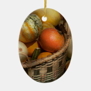 Herbst - Kürbisse in einem Korb Keramikornament