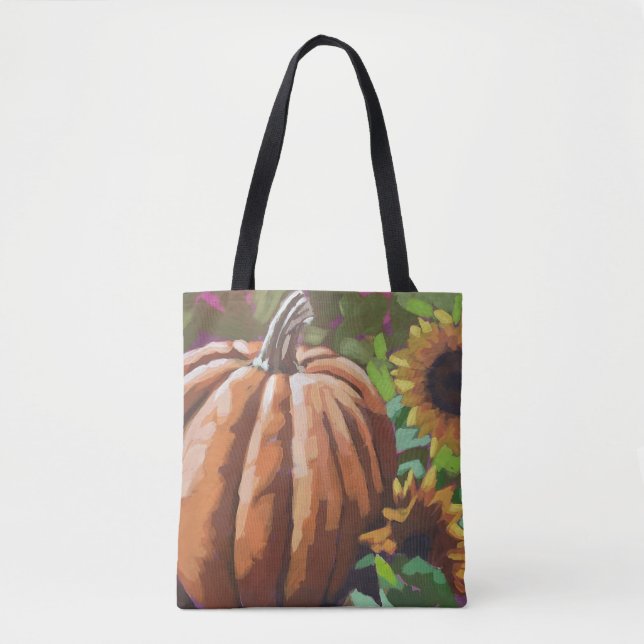 Herbst, kürbisstabile Leinwand Tote Tasche. Tasche (Vorderseite)