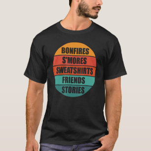 Herbst Lagerfeuer Smores Freunde Geschichten Retro T-Shirt