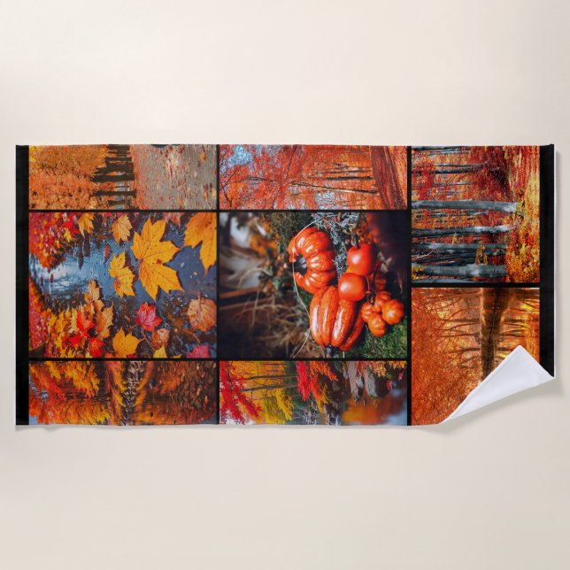 Herbst Landschaft Foto Collage Kunst Strandtuch (Vorderseite)