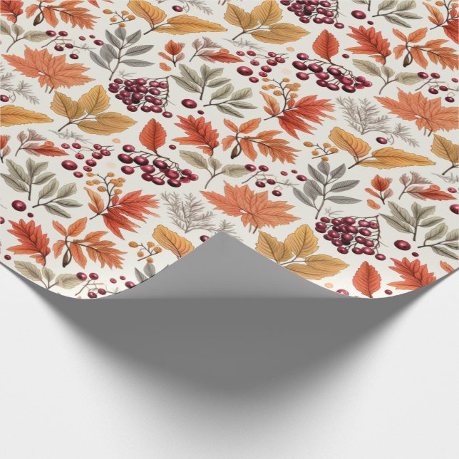Herbst lässt Berries & Branchen Wrapping Paper Geschenkpapier (Ecke)
