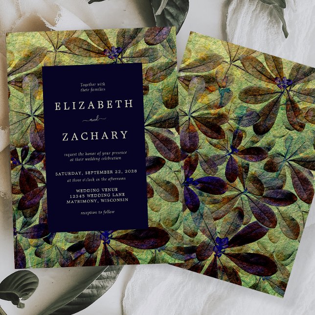 Herbst lässt Lila Gelbe Hochzeit Einladung (Von Creator hochgeladen)