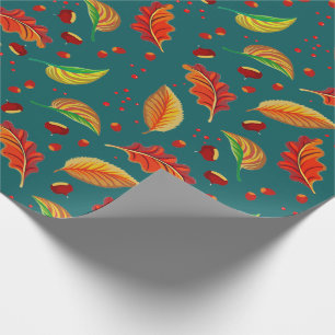 Herbst lässt Nüsse Kastanien Muster Eleganter Fall Geschenkpapier