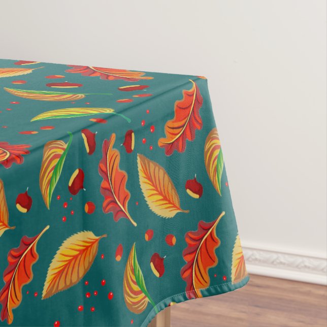 Herbst lässt Nüsse Kastanien Muster Eleganter Fall Tischdecke (Beispiel)