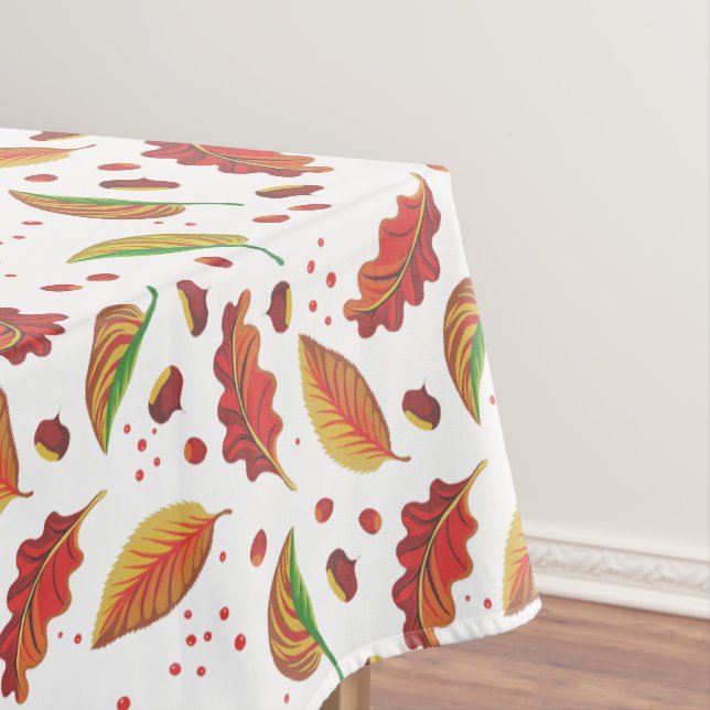 Herbst lässt Nüsse Kastanien Muster Eleganter Fall Tischdecke (Beispiel)