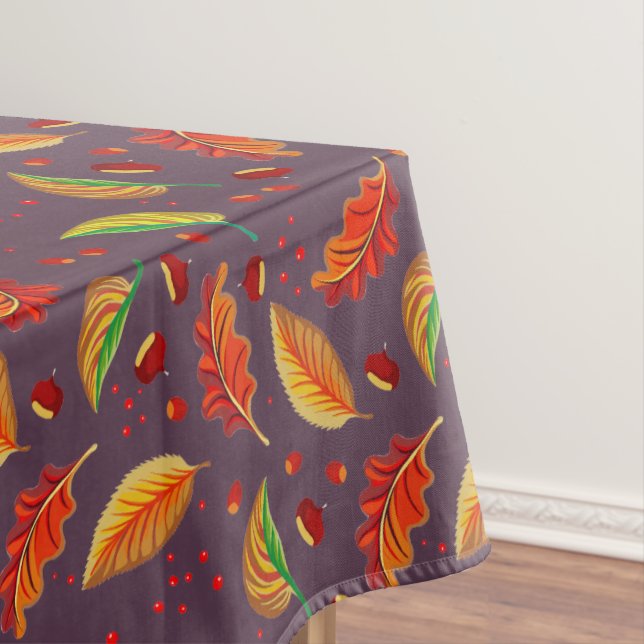 Herbst lässt Nüsse Kastanien Muster Eleganter Fall Tischdecke (Beispiel)