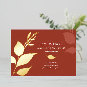 Herbst lässt Orange Friendsgiving Save the Date Folieneinladung