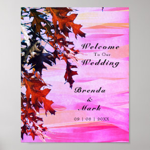 Herbst lässt Orange Pink Swirl Begrüßung Poster