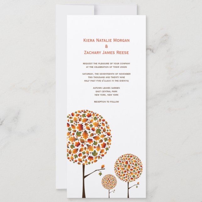 Herbst lässt Pop Tree Custom Wedding Einladung (Vorderseite)