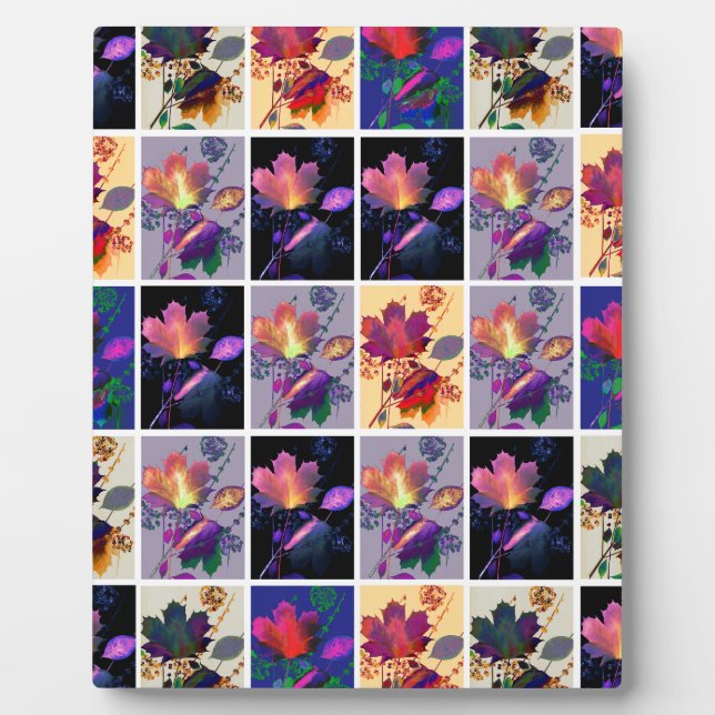 Herbst lässt rustikales Patchwork Quilt Collage Fotoplatte (Vorderseite)
