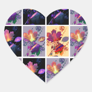 Herbst lässt rustikales Patchwork Quilt Collage Herz-Aufkleber