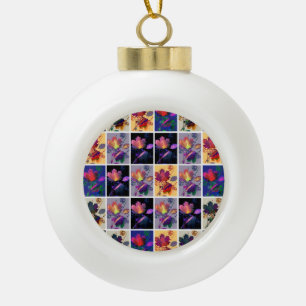 Herbst lässt rustikales Patchwork Quilt Collage Keramik Kugel-Ornament