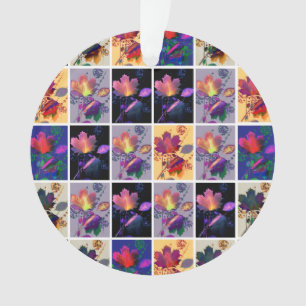 Herbst lässt rustikales Patchwork Quilt Collage Ornament