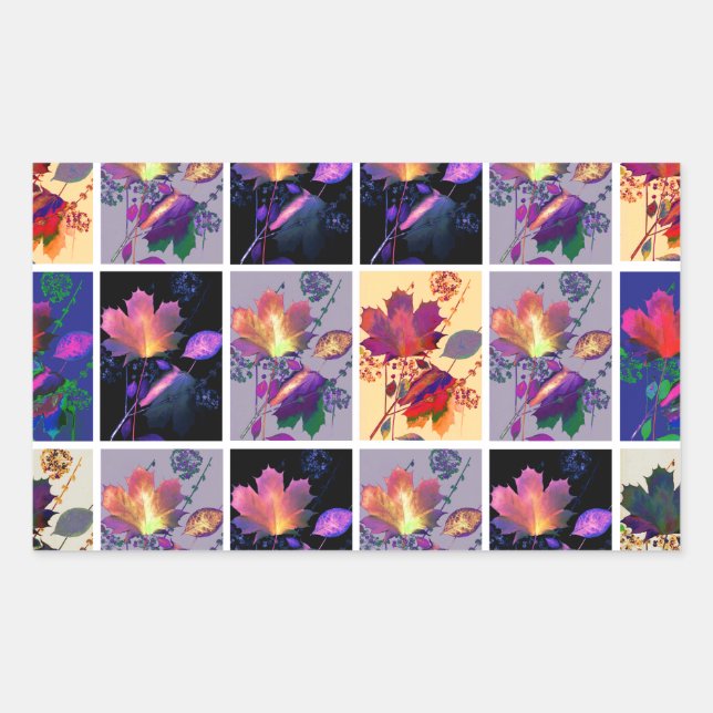 Herbst lässt rustikales Patchwork Quilt Collage Rechteckiger Aufkleber (Vorderseite)