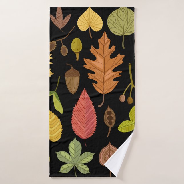 Herbst lässt Vintages Set abgeschieden auf schwarz Badehandtuch (Badehandtuch)