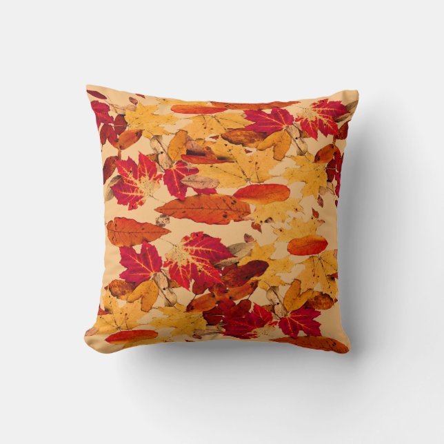 Herbst-Laub in rotem orange gelbem Brown Kissen (Vorderseite)
