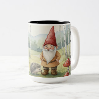 Herbst-Launen-Gnom-Wald-Aquarell-Tasse Zweifarbige Tasse