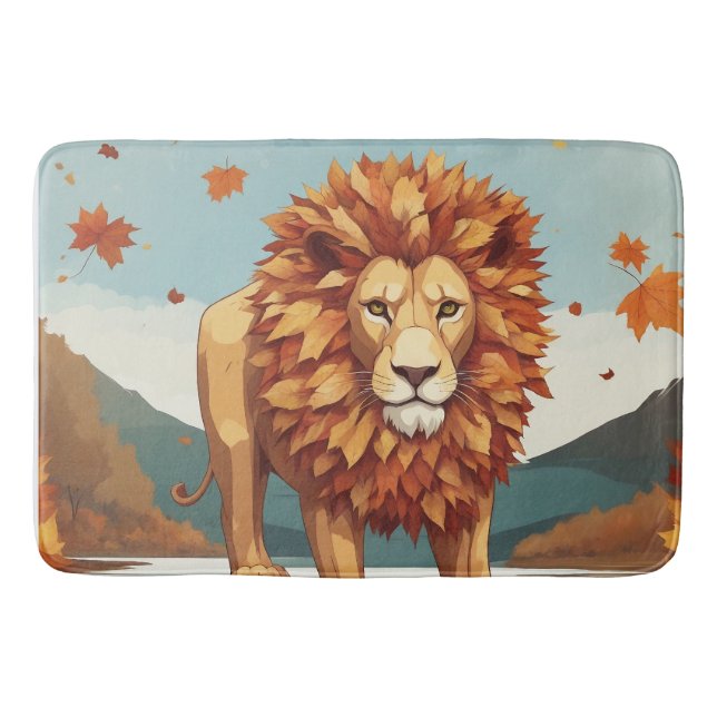 Herbst Leaves Male Lion Badematte (Vorderseite)
