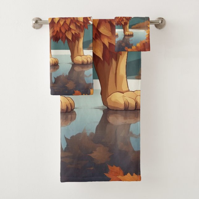 Herbst Leaves Male Lion Badhandtuch Set (Insitu)