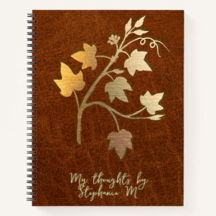 Herbst - Leder - Herbstfarben und Rebenzweig  Notizbuch