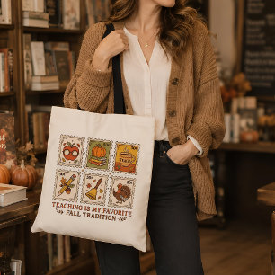 Herbst-Lehrer-Geschenk Retro-Postleitzahl-Illustra Tragetasche