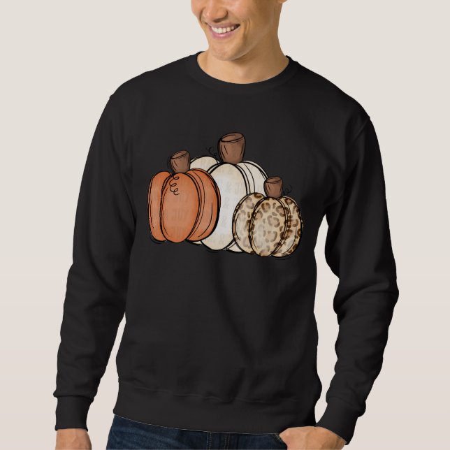 Herbst Leopard Wasserfarbe Pumpkin Sweatshirt (Vorderseite)