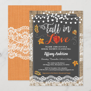 Herbst Liebe Brautparty rustikale Tafel Einladung