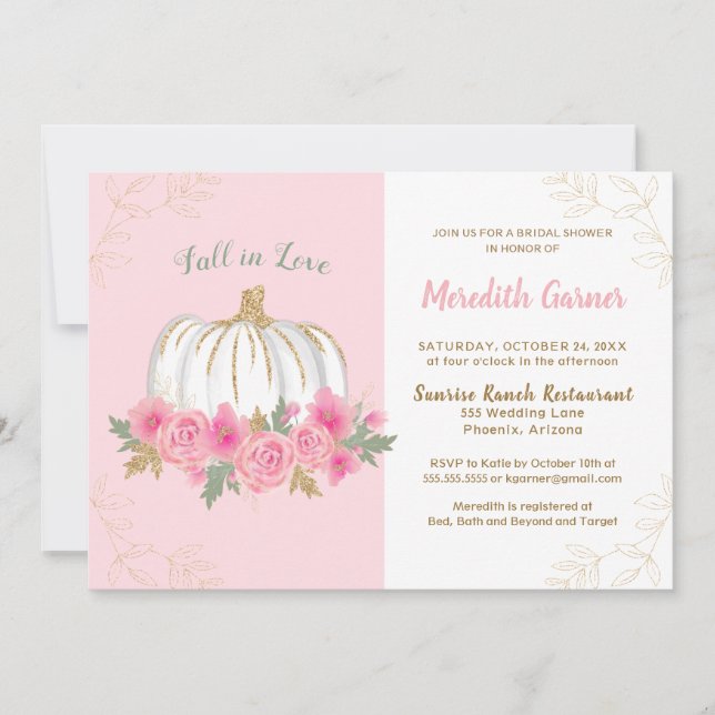 Herbst Liebe Chic Herbst Pumpkin Brautparty Einladung (Vorderseite)