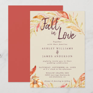 Herbst Liebe Golden Foliage Alte Rote Hochzeit Einladung
