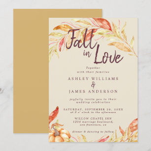 Herbst-Liebe Golden Foliage Antique Gelbe Hochzeit Einladung
