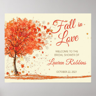 Herbst Liebe Herbst Brautparty Begrüßungszeichen Poster