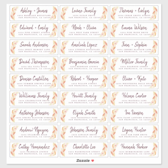 Herbst-Liebe Herbst-Folien Gastadressen-Labels Aufkleber (Blatt)
