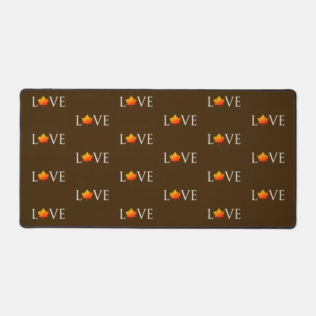 Herbst Liebe Muster rustikale Orangen Leaf Brown Schreibtischunterlage (Vorderseite)