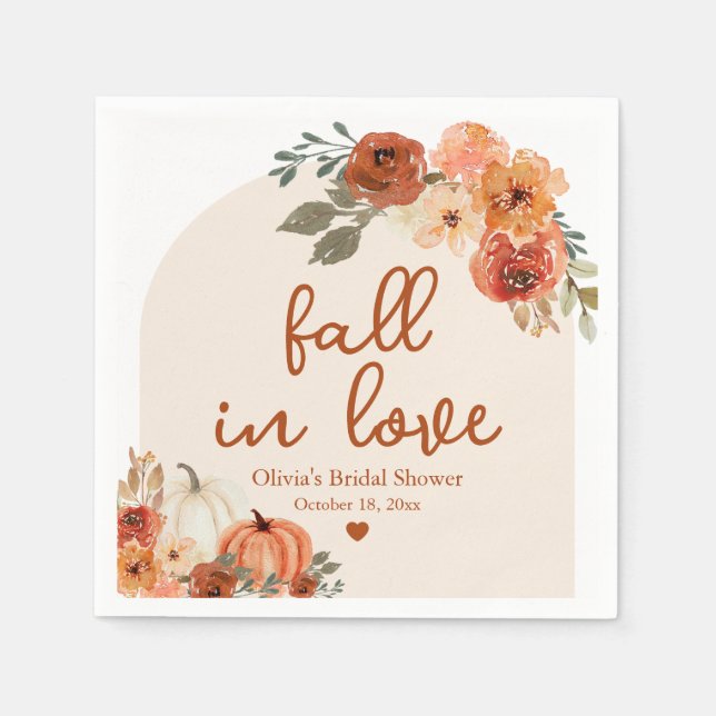 Herbst Liebe Pumpkin Boho Brautparty Serviette (Vorderseite)