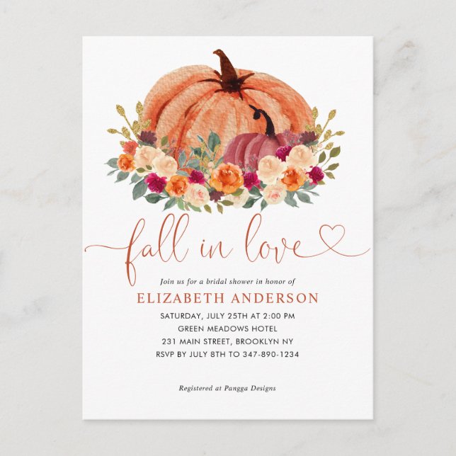 Herbst Liebe Terracotta Pumpkin Brautparty Postkarte (Vorderseite)