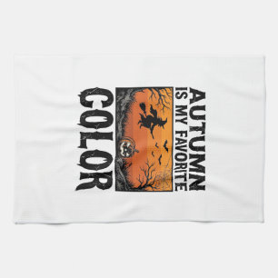 Herbst Lieblingsfarbe Halloween Kürbis Vektor Des Geschirrtuch