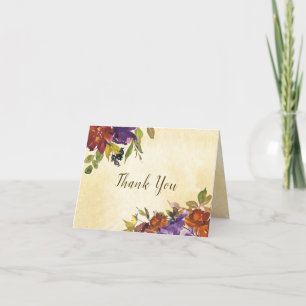 Herbst Lila Burnt Orange Floral Vielen Dank Dankeskarte